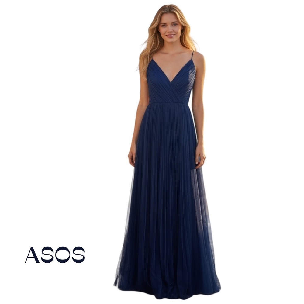 ASOS Blue V-Neck Sleeveless Maxi Dress NWT Size 0